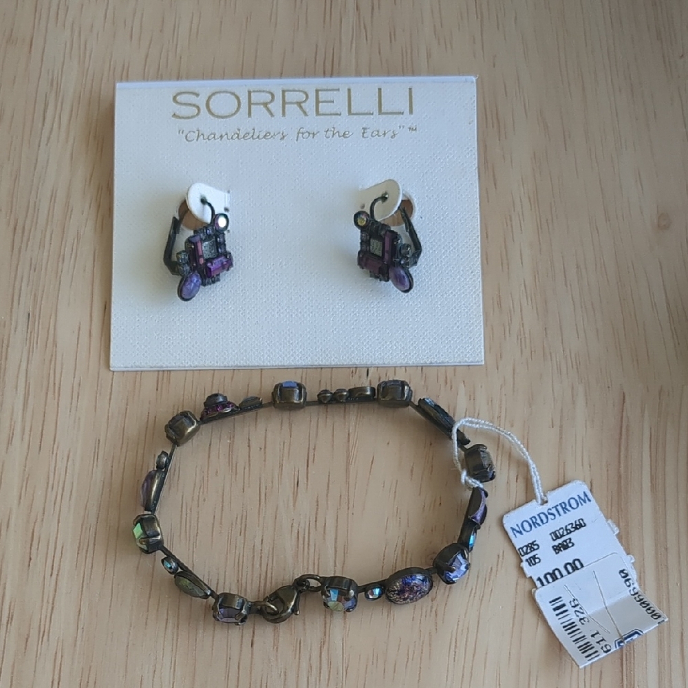 Vintage Sorrelli Purple Earrings And Bracelet Set
